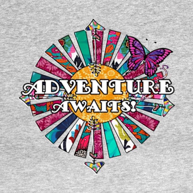 Adventure Awaits Retro Fabric Collage by artbyomega